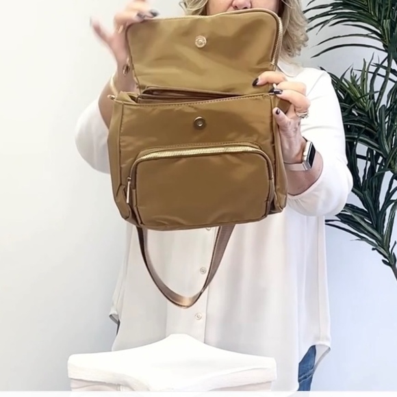 K. Carroll Nylon Messenger Crossbody or Shoulder Bag in Taupe - NWT - Picture 5 of 8